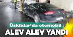 Üsküdar'da otomobil alev alev yandı