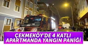 Çekmeköy'de 4 katlı apartmanın çatısı alev alev yandı, mahalleli sokağa döküldü