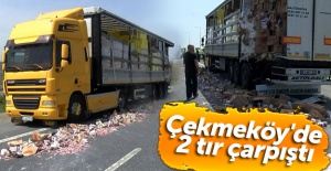 Çekmeköy#039;de 2 tır çarpıştı