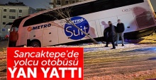 Sancaktepe'de yolcu otobüsü yan yattı