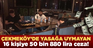 Çekmeköy'de yasağa uymayan 16 kişiye 50 bin 880 lira ceza!