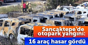 Sancaktepe'de otopark yangını: 16 araç hasar gördü